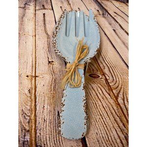 Tommy Bahama Salad Fork & Spoon‎ Serving Utensils Rustic Blue NEW!
